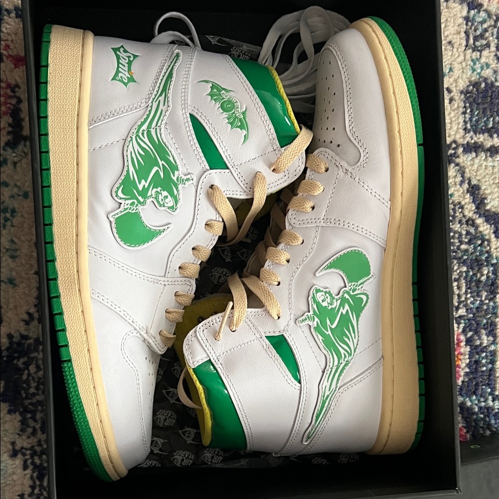 AirReaper Sprite White and Green High-Top Sneakers